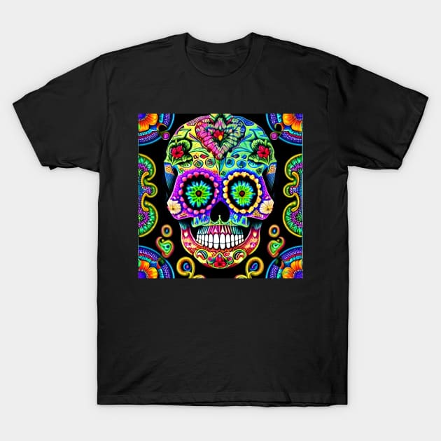 Trippy Sugar Skulls 11 T-Shirt by Benito Del Ray